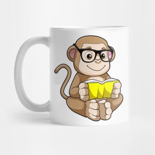 Monkey as Student with Glasses & Book Mug